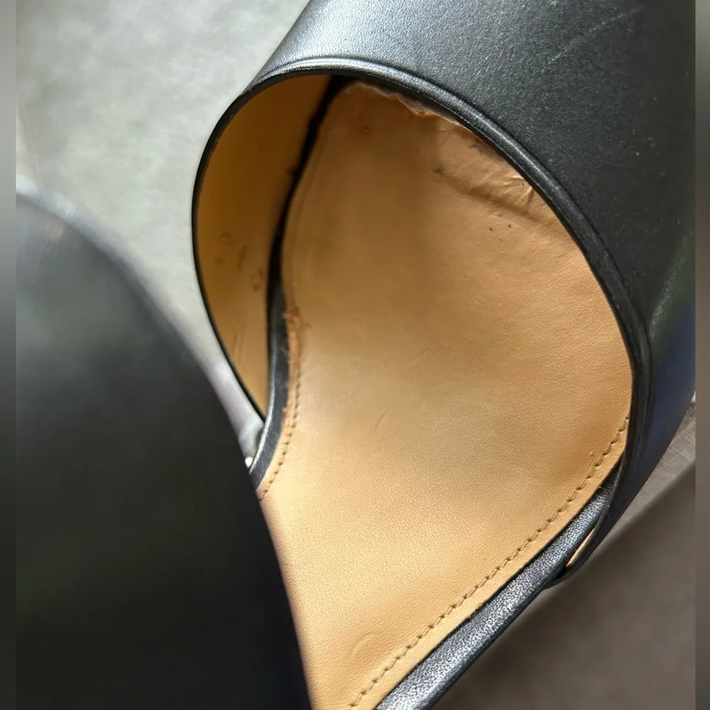 Coach Wexwood Semi Matte Calf Leather Peep Toe Heels in Original Box Size 8.5 - Picture 14 of 15